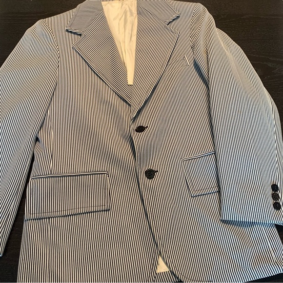 Vintage Blue and White Striped Men's Blazer